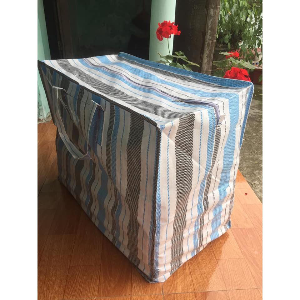 Túi bạt dứa to Đại 70x60x40 kẻ mã lai gia công, đựng đồ bền chắc