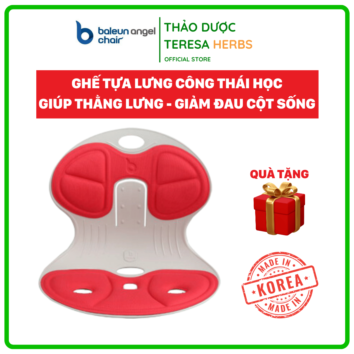 Ghế điều chỉnh tư thế ngồi đúng chống gù BALEUN ANGEL CHAIR 3 HÀN QUỐC