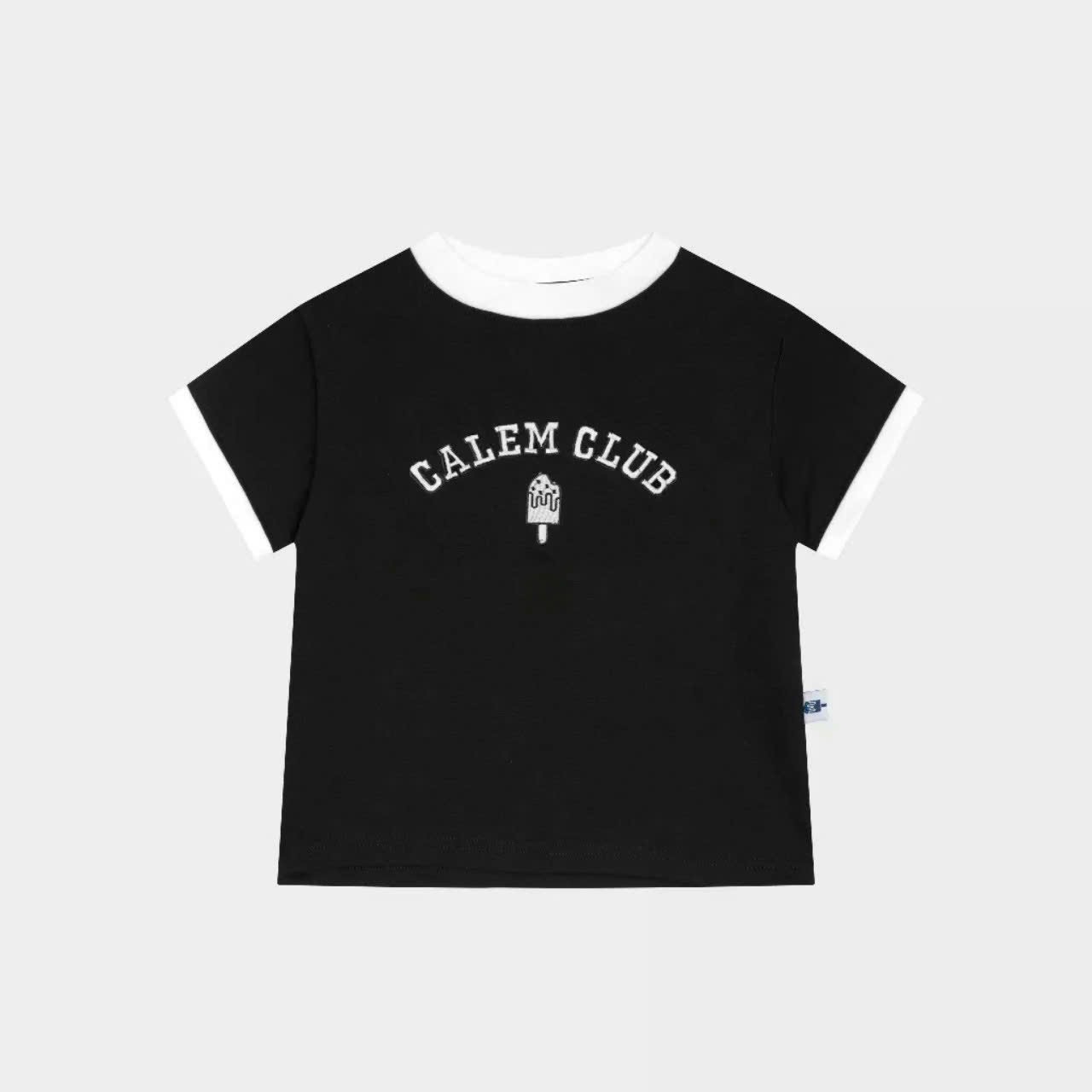 Áo thun form rộng CLAM CLUB tay phối nam nữ, áo thun cặp đôi, Áo phông Form Fit chữn babytee siêu hot cotton tay ngắn thêu họa tiết màu sắc tương phản thời trang mùa hè