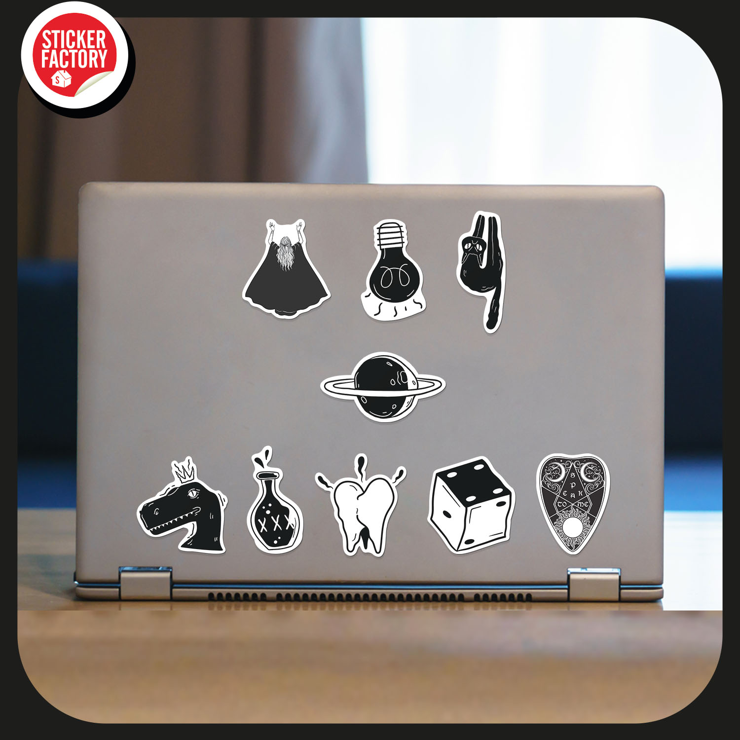 Blackwork - Set 30 sticker decal hình dán nón bảo hiểm, laptop, xe máy, ô tô - STICKER FACTORY