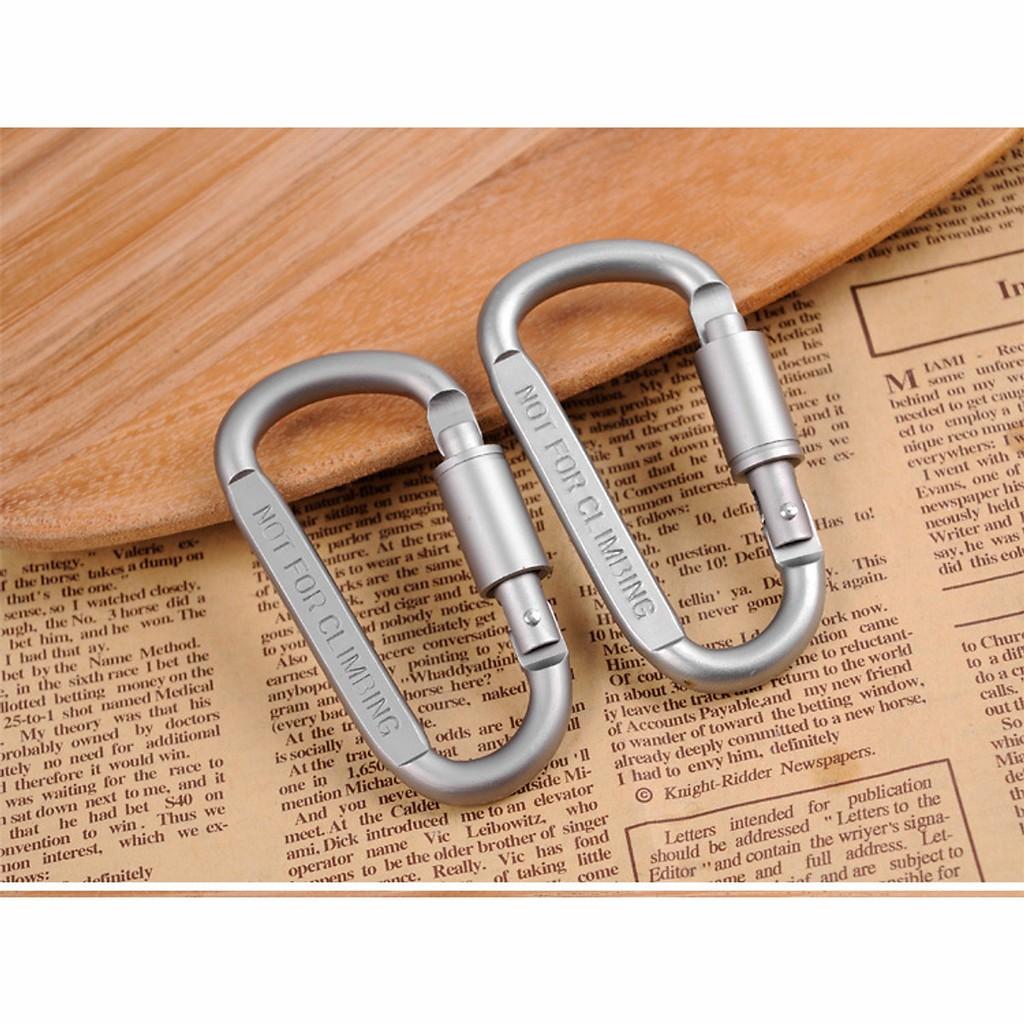 Combo 2 Móc Đa Năng Móc Khóa Nhôm Đi Phượt Carabiner Chữ D Khoá Xoay 8cm