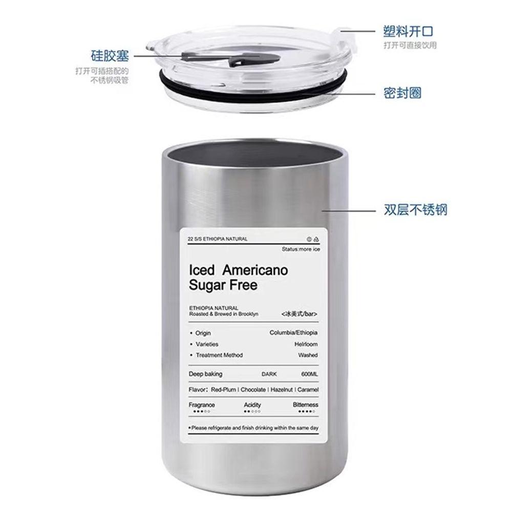 Ly nước giữ nhiệt cao cấp Inox 304 Bình nước giữ nhiệt có vòi hút dung tích 600ml