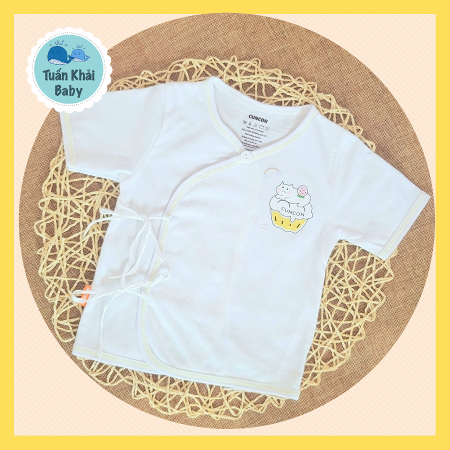 1 Áo sơ sinh Tay Ngắn Cột Dây cao cấp CUNCON - Chất vải cotton 100% rất mềm dịu dành riêng cho bé sơ sinh