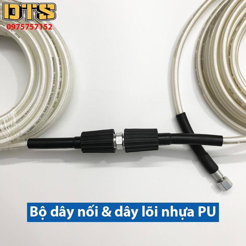 Bộ 15m dây rửa xe nối dài thêm cho máy xịt rửa áp lực - Đầu nối thép