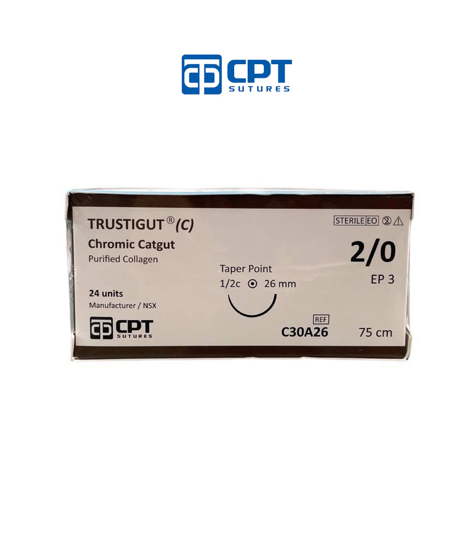 Chỉ phẫu tự tiêu tan chậm CPT Trustigut (C) Chromic Catgut số 2/0 - C30A26