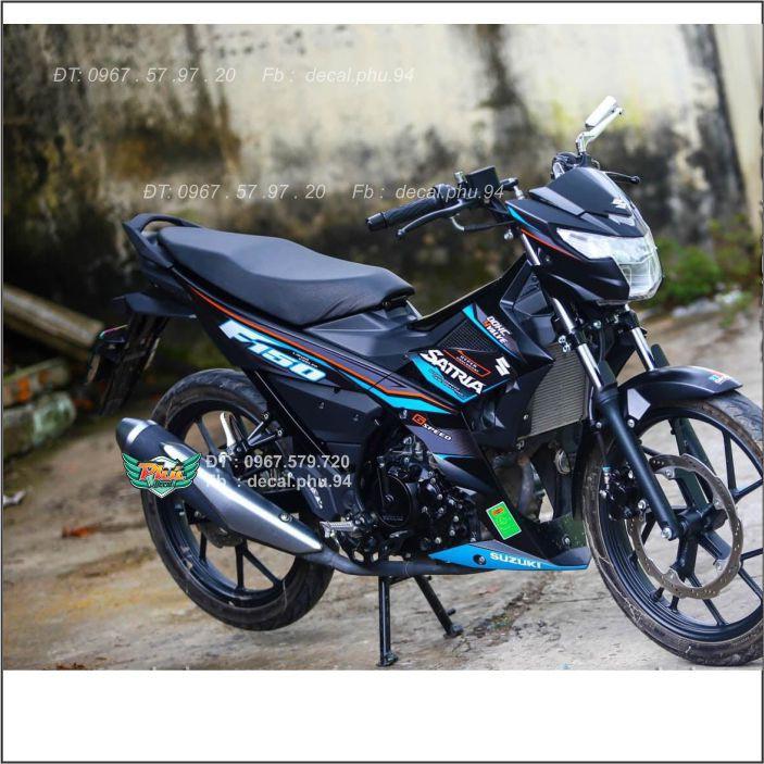 Tem Rời Satria đen nhám Phối xanh