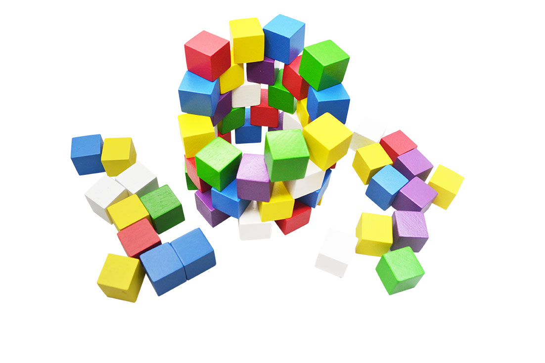 Đồ chơi tháp nghiêng Pisa phát triển kỹ năng cho trẻ, 60 khối vuông 2cm nhiều màu sắc, khối lập phương DIY