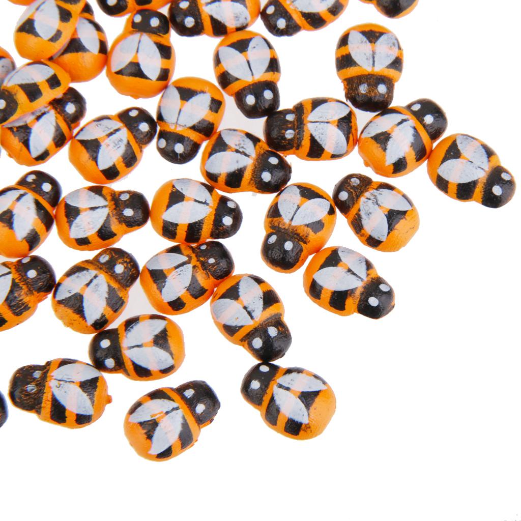 200pcs Tiny Wooden Bees Insects Embellishment Craft Scrapbooking DIY Crafts