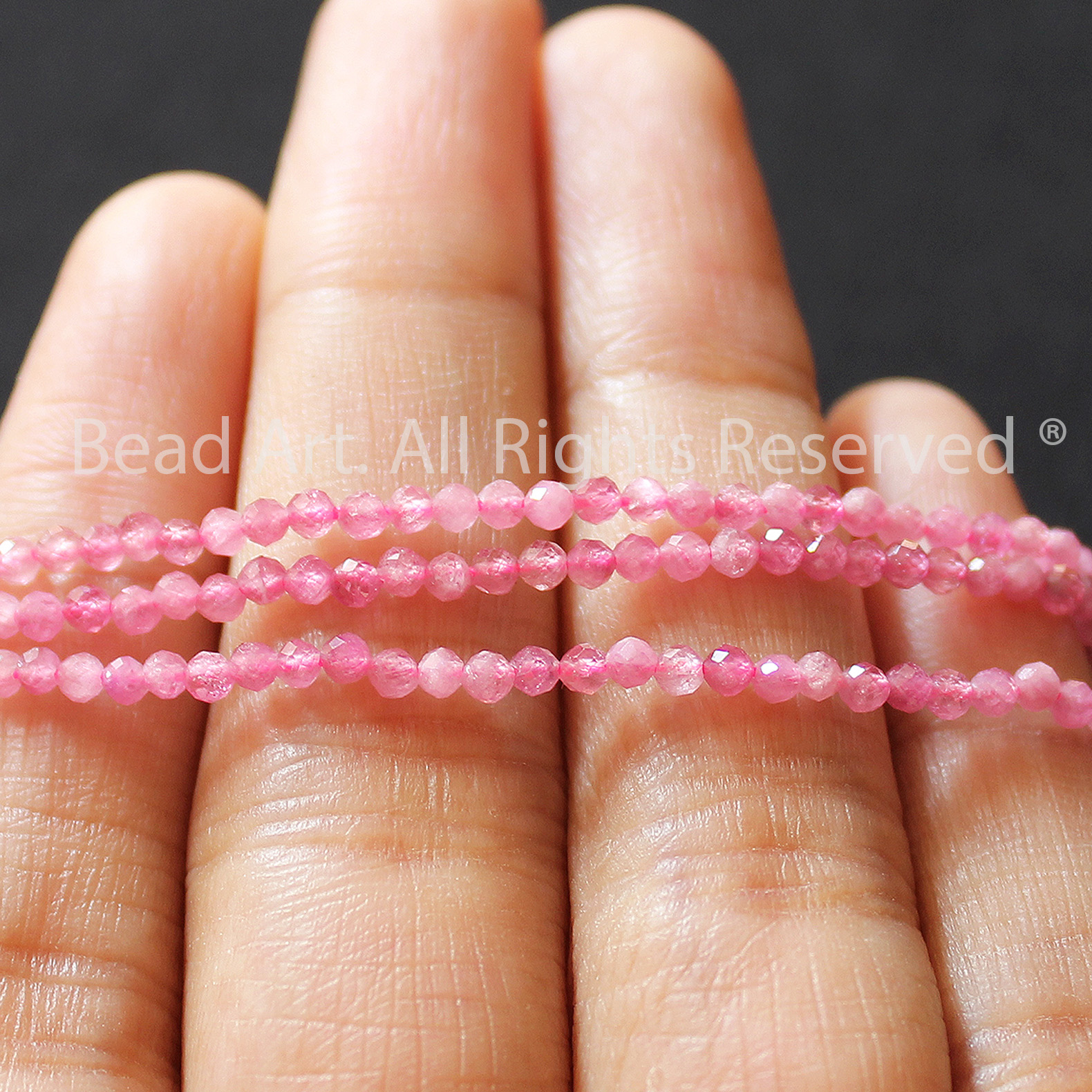 2MM Đá Tourmaline Hồng Giác Cắt Thiên Nhiên Size Mini , Mệnh Hoả, Thổ, Phối Vòng Tay Phong Thuỷ, Trang Sức, Chuỗi Hạt - Bead Art