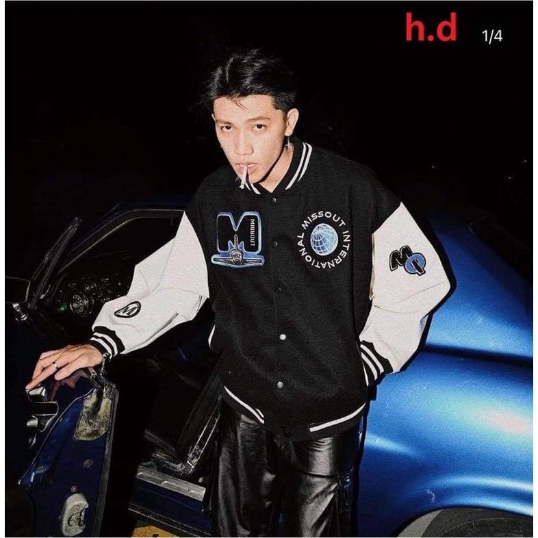 Áo khoác bomber M Miss tay trắng TH6