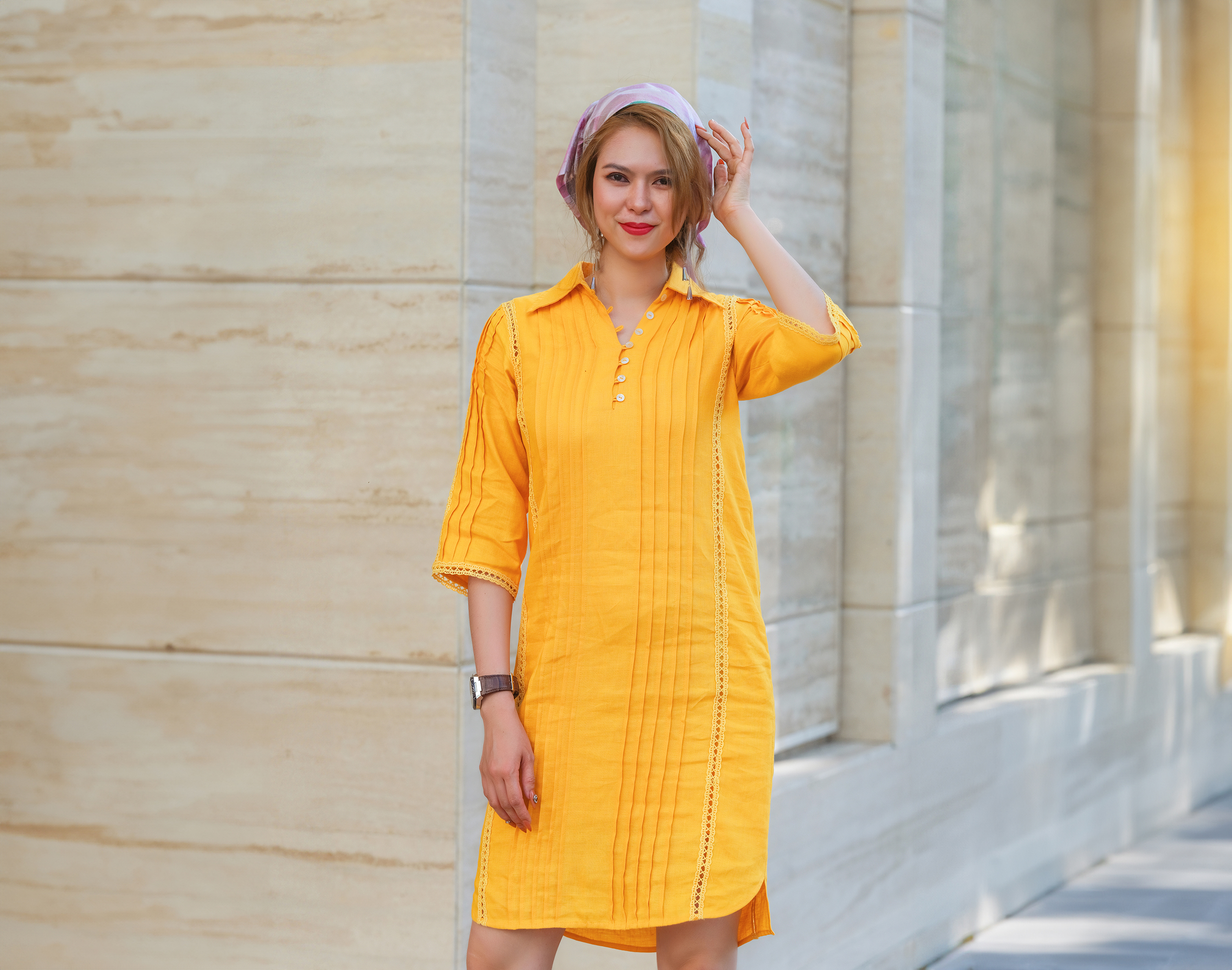 Đầm Sơ Mi Linen Tràng An DRE135 thời trang thiết kế Hity