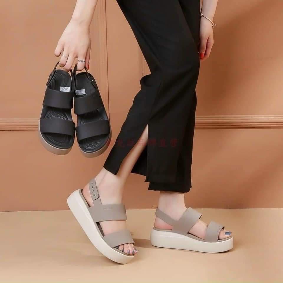 SANDAL NHỰA ĐI MƯA BOOKLYM LOW CAO 5CM ĐẾ XUỒNG MÀU BE