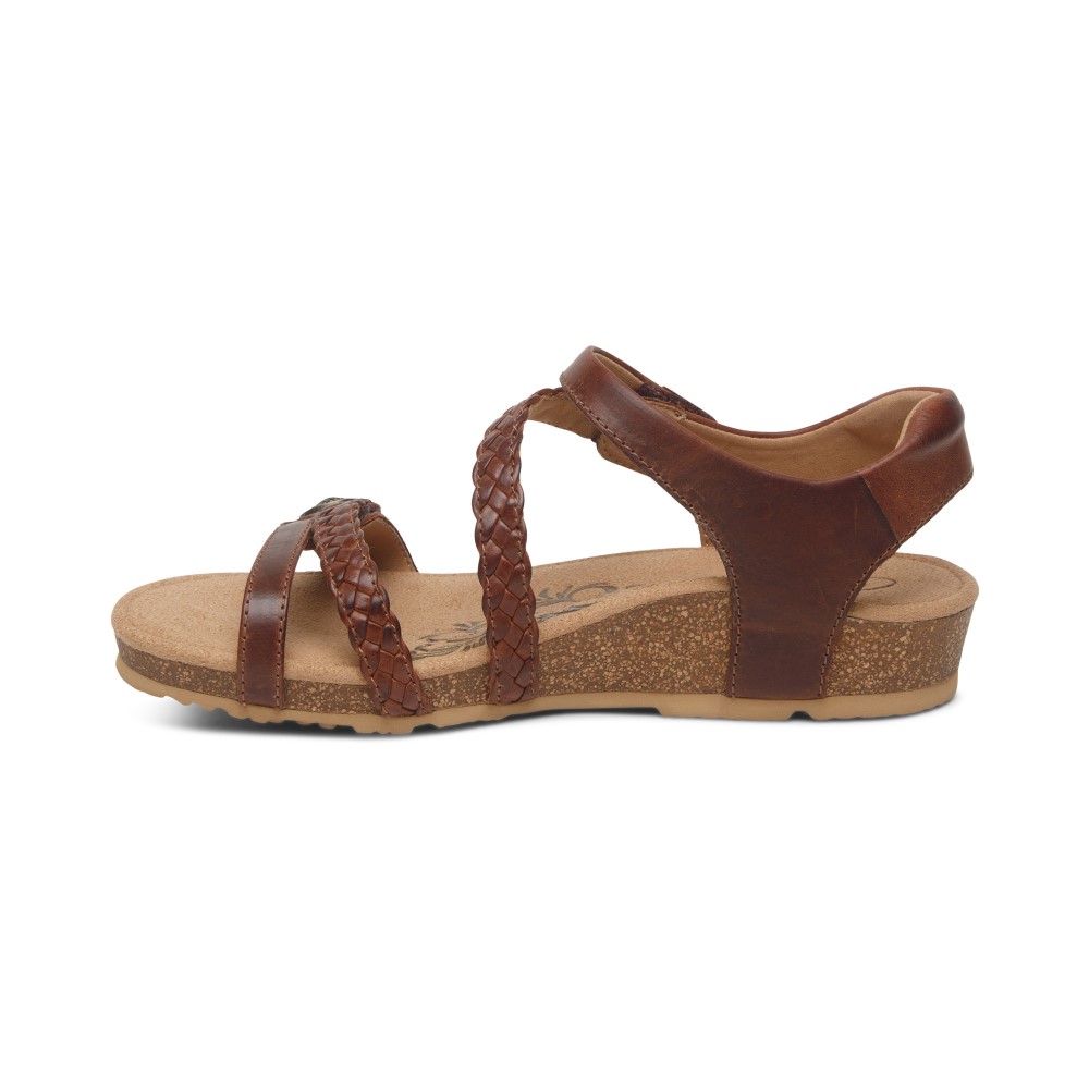 Sandal sức khoẻ nữ Aetrex Jillian Walnut - giày đệm mềm giảm đau chân