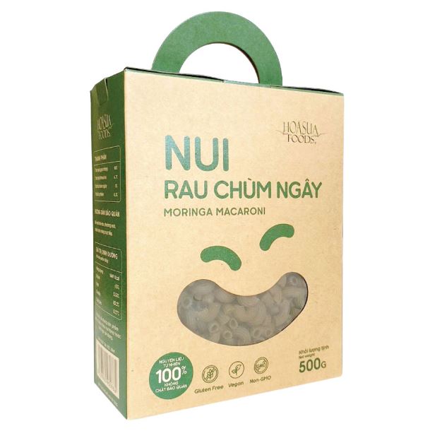 Nui chùm ngây Hoa Sữa  Foods hộp 500g - nui rau củ eatclean, healthy, ăn kiêng, thực dưỡng