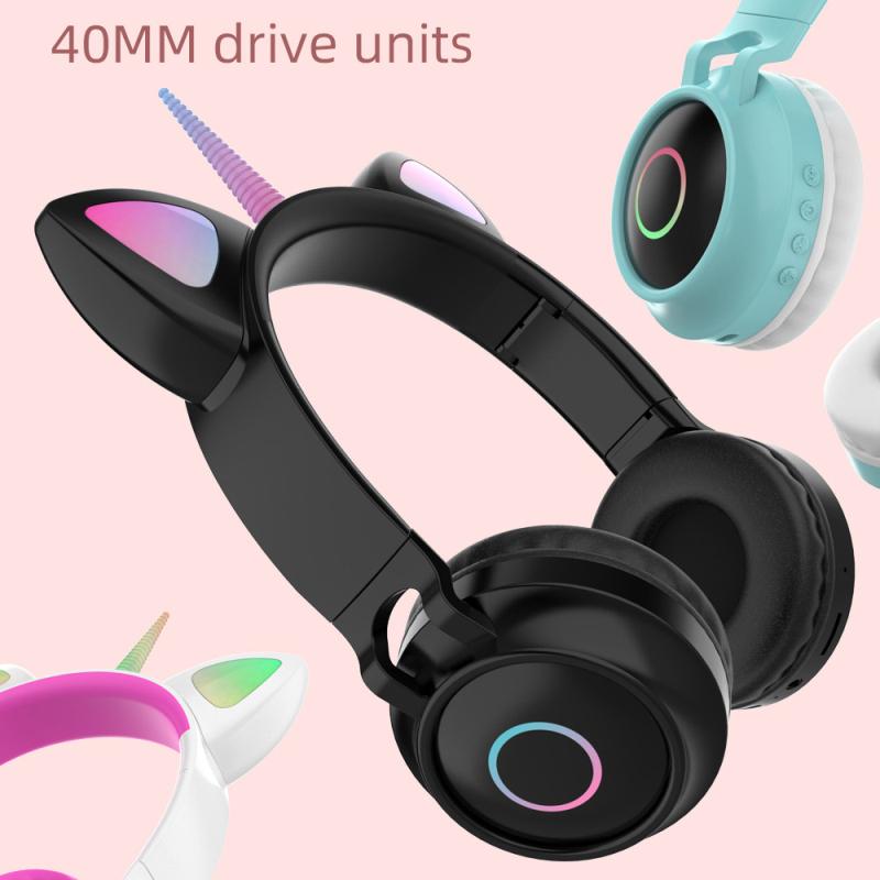 Dễ Thương Uni-Ngô Bluetooth-Tương Thích Tai Nghe Nhạc Stereo Tai Nghe Điện Thoại Máy Tính Chơi Game Không Dây Cho Bé Gái Món Quà Tốt Nhất