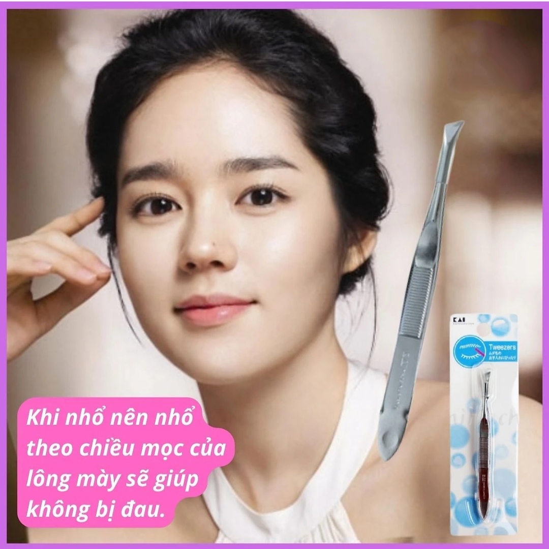 Nhíp Nhổ Lông Mày Bằng Thép Kai Tweezers HL0401