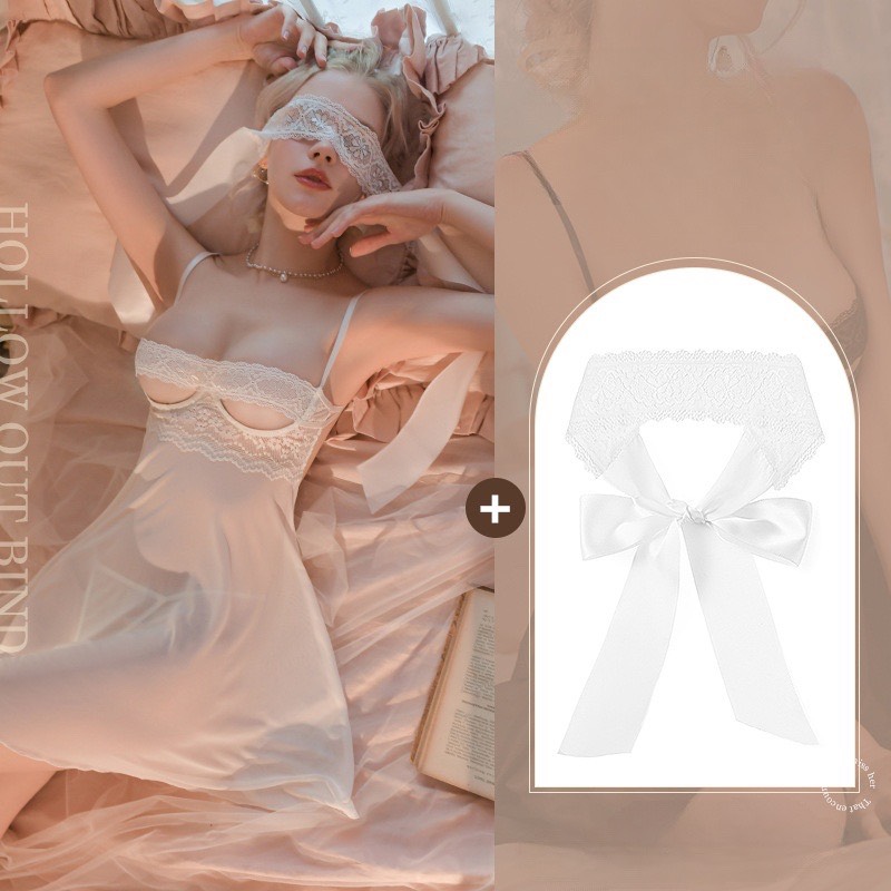 Đầm Ngủ Lụa Thiết Kế Nữ Tính (Kèm Bịt Mắt) - B.Lingerie