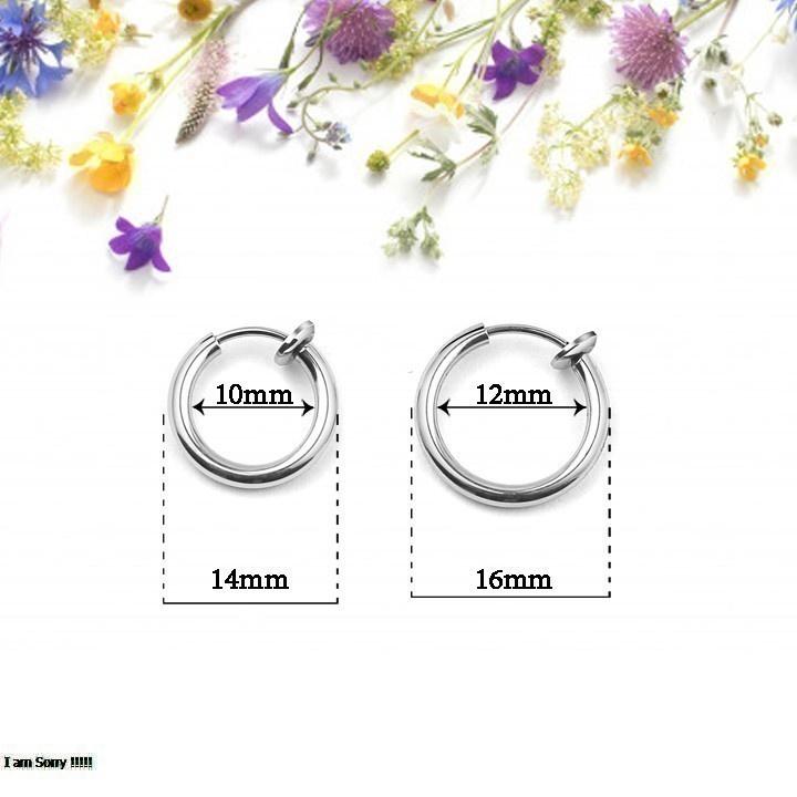 Bông tai nam inox khoen tròn cao cấp 1 cặp Kpop thép không gỉ không bấm lổ tai