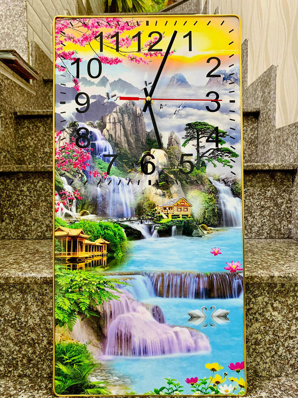 TRANH TRÁNG GƯƠNG-TRANH ĐỒNG HỒ TRÁNG GƯƠNG PHONG THỦY HỮU TÌNH( TẶNG KÈM ĐINH 3 CHÂN)