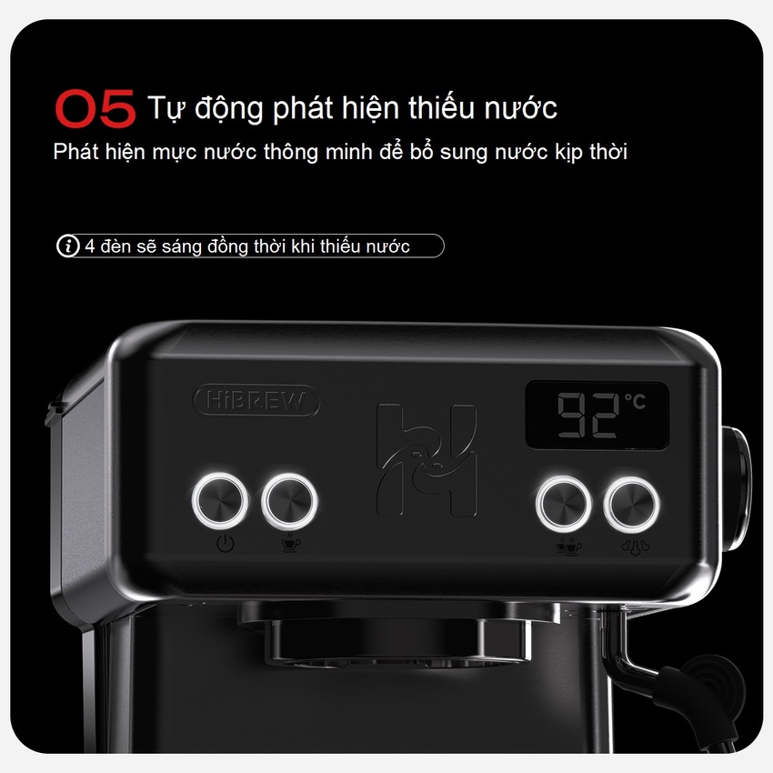 Máy pha cà phê chuyên nghiệp Espresso, Cappuccino, Latte thương hiệu Mỹ cao cấp HiBREW H10 - Công suất 1350W - Hàng nhập khẩu