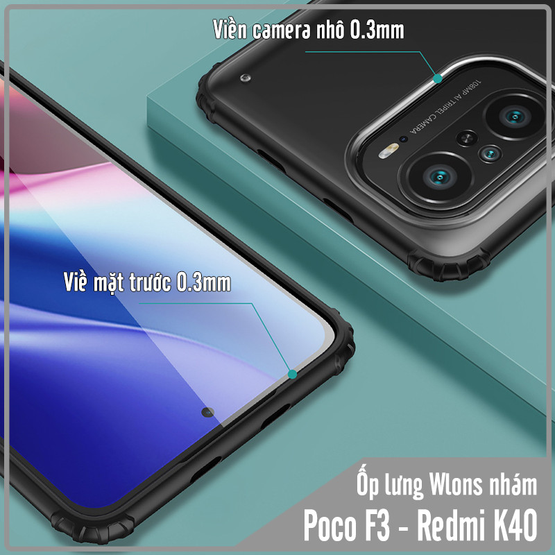 Ốp lưng chống sốc cho Xiaomi Poco F3 - Redmi K40 nhám viền màu