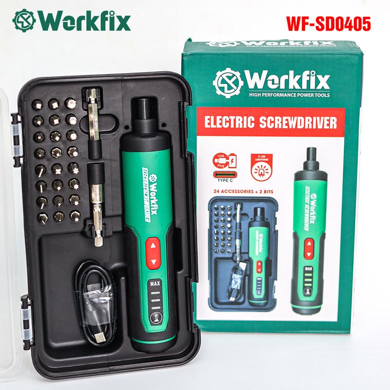 [Tặng 26 Phụ Kiện] Máy Vặn Vít Cầm Tay 4V Workfix - WF-SD0405 - Lực Siết 5N - Bảo hành Chính Hãg 6 Tháng