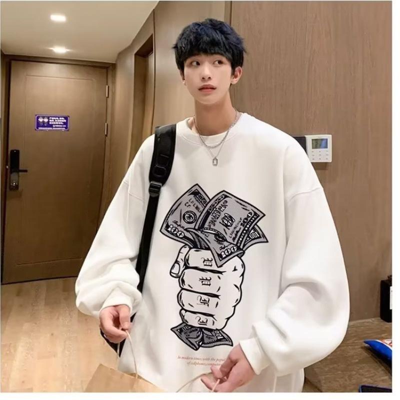 Áo Sweater Tay Dài Dáng Rộng In Họa Tiết Ngân Hàng Sáng Tạo Thời Trang Mùa Thu Cho Nam Và Nữ size M-3XL