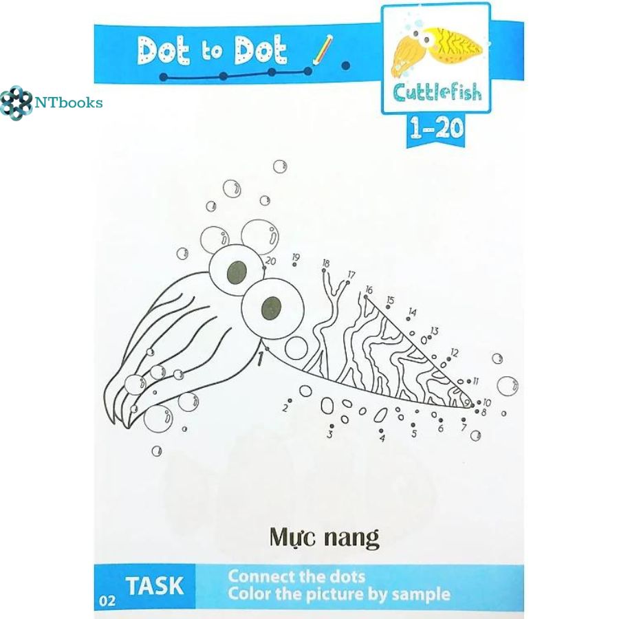 Combo 2 cuốn Nối Số Và Tô Màu Thông Minh: Thế Giới Động Vật - Động Vật Biển Tập 1 + Tập 2