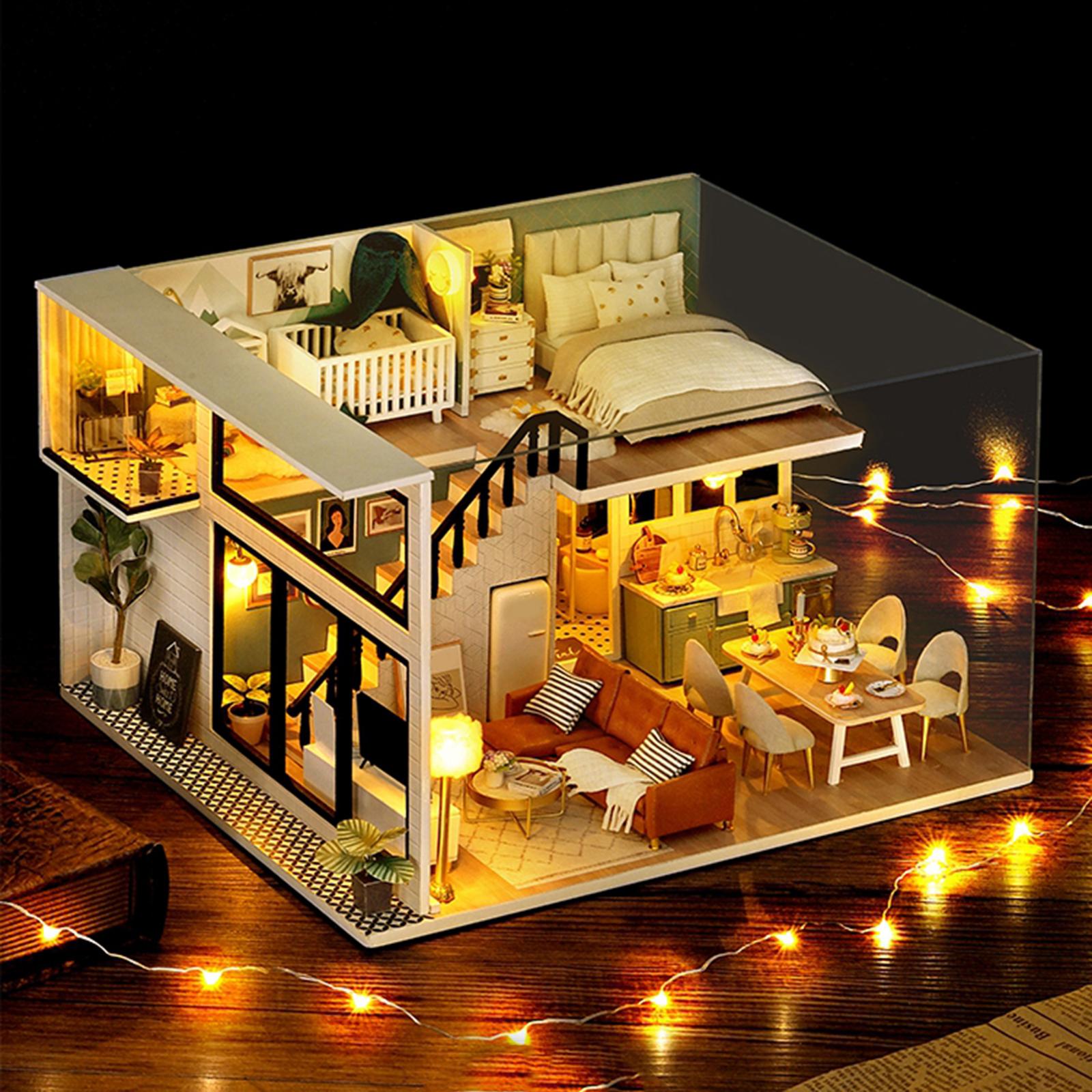 DIY Miniature Dollhouse Kit with Furniture Wooden House Without Dust Proof