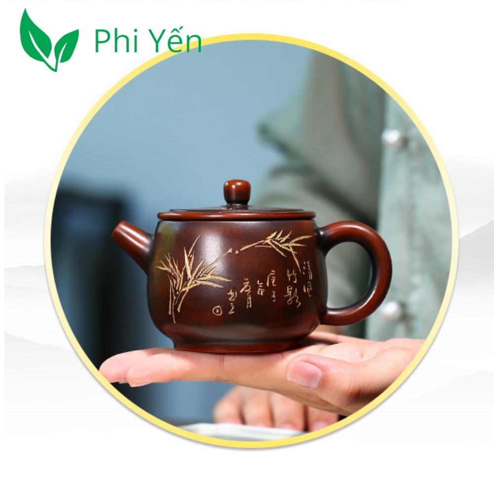 Ấm trà Tử sa Nê Hưng Khâm châu Thạch biều 220ml hàng siêu VIP HNNHTB160220