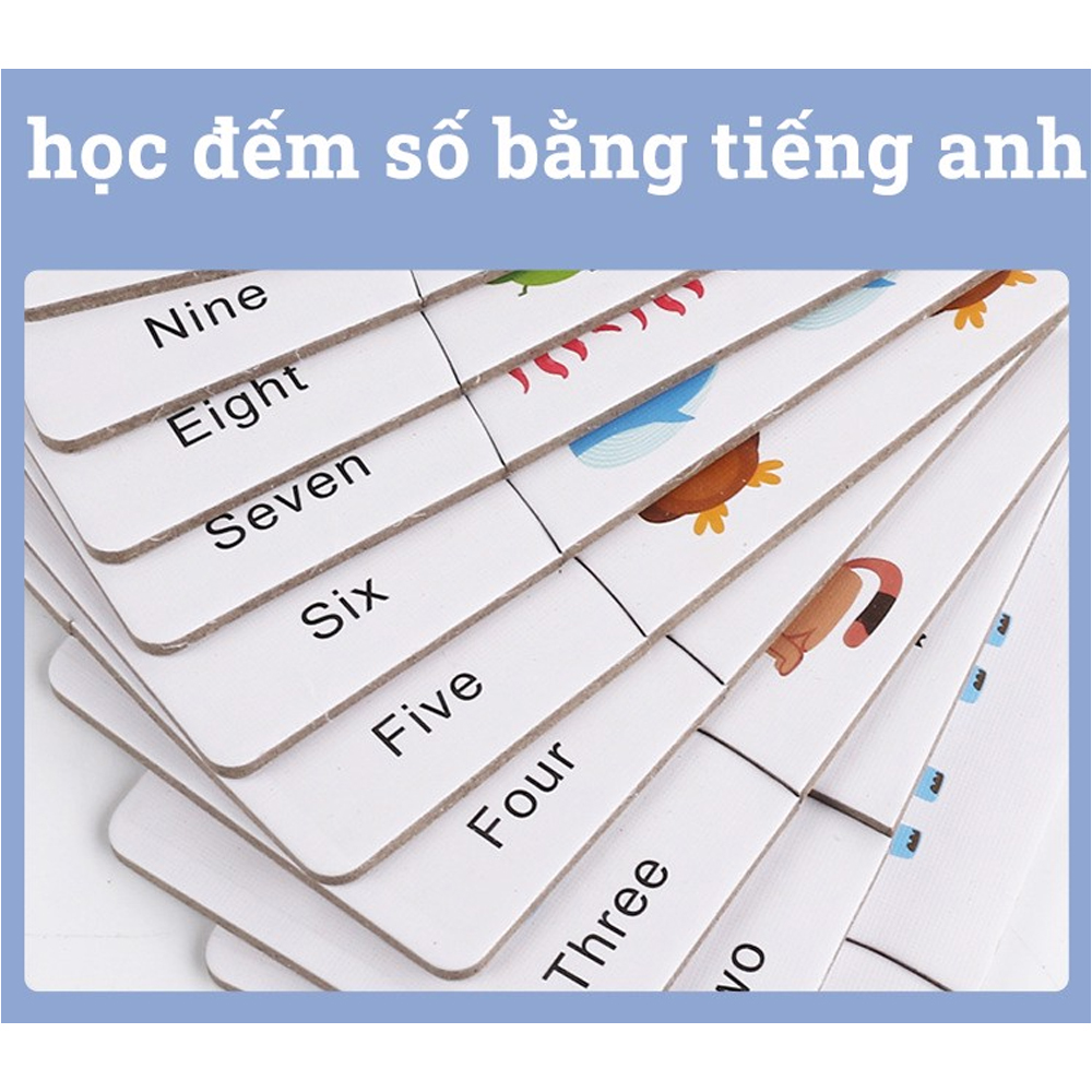 Bộ đồ chơi thẻ học ghép số đếm kèm que tính cho bé