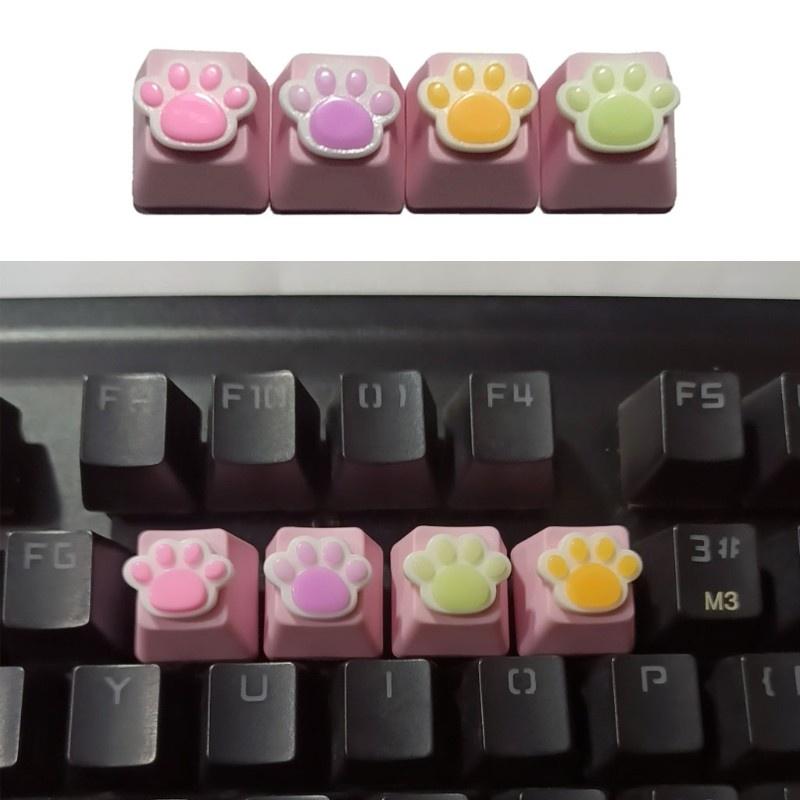 HSV 1PC DIY Keycap Cute Pure Lovely Cat Paw Keycap Mechanical Keyboard Keycap R4 Pink Key Cap Pink Cat Paw keycaps