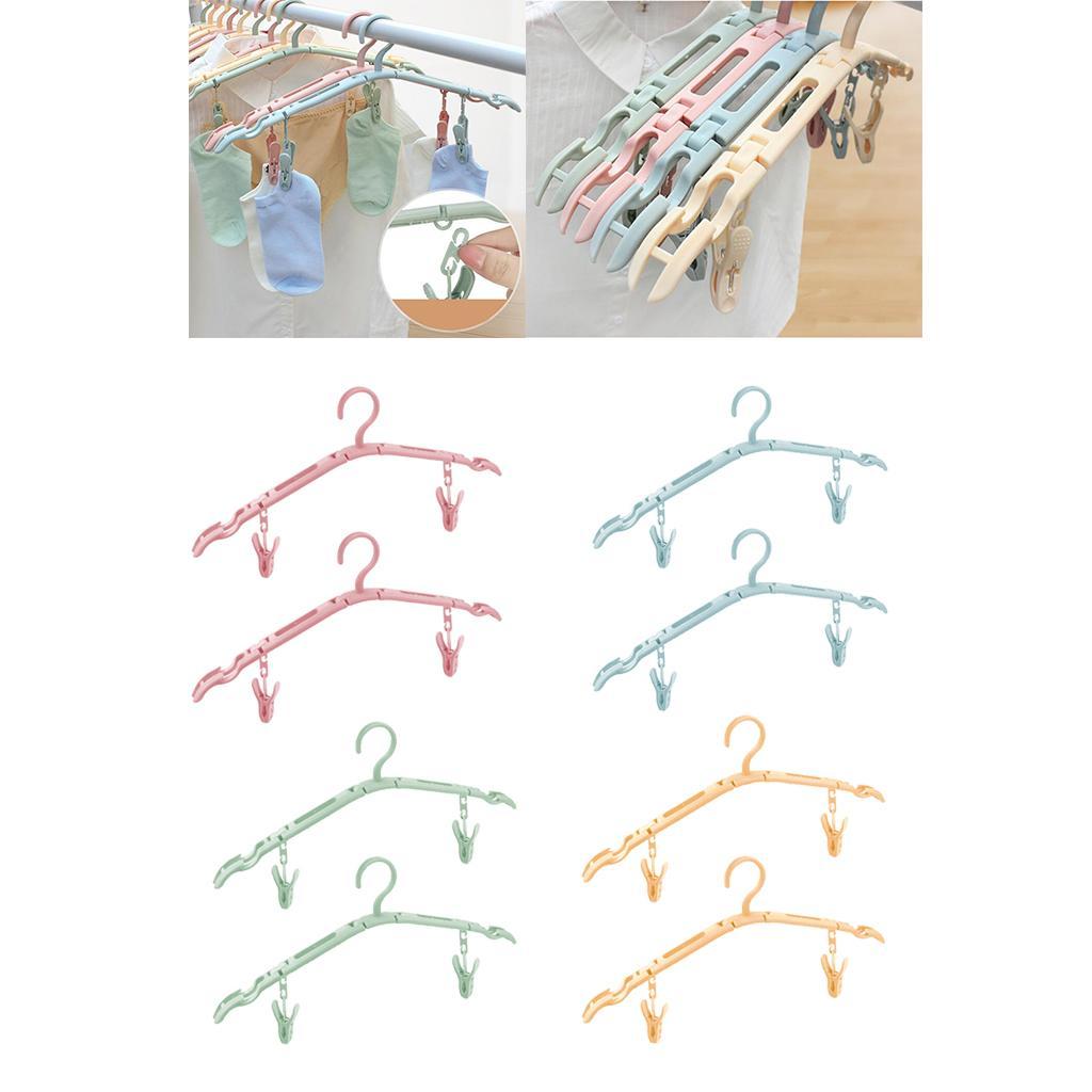 2 Pack Travel Hangers Folding Hangers with 4 Clips Portable Clothes Hangers, Non-Slip, Lightweight for Home and Travel