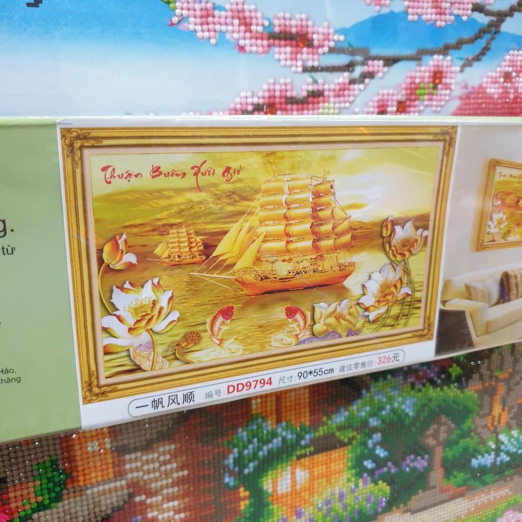 Tranh Đính Đá THUẬN BUỒM XUÔI GIÓ . Kích Thước: 90cm x 50cm