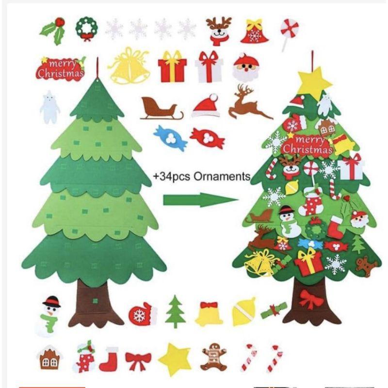 Cây thông NOEL vải dạ 2021 TẶNG KÈM ĐÈN NHÁY VÀ 32 PHỤ KIỆN cây thông noel dán tường