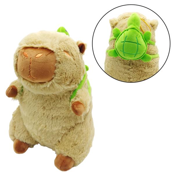 Thú Bông Capybara Đeo Balô Rùa 25 cm - Quốc Định - Màu Nâu