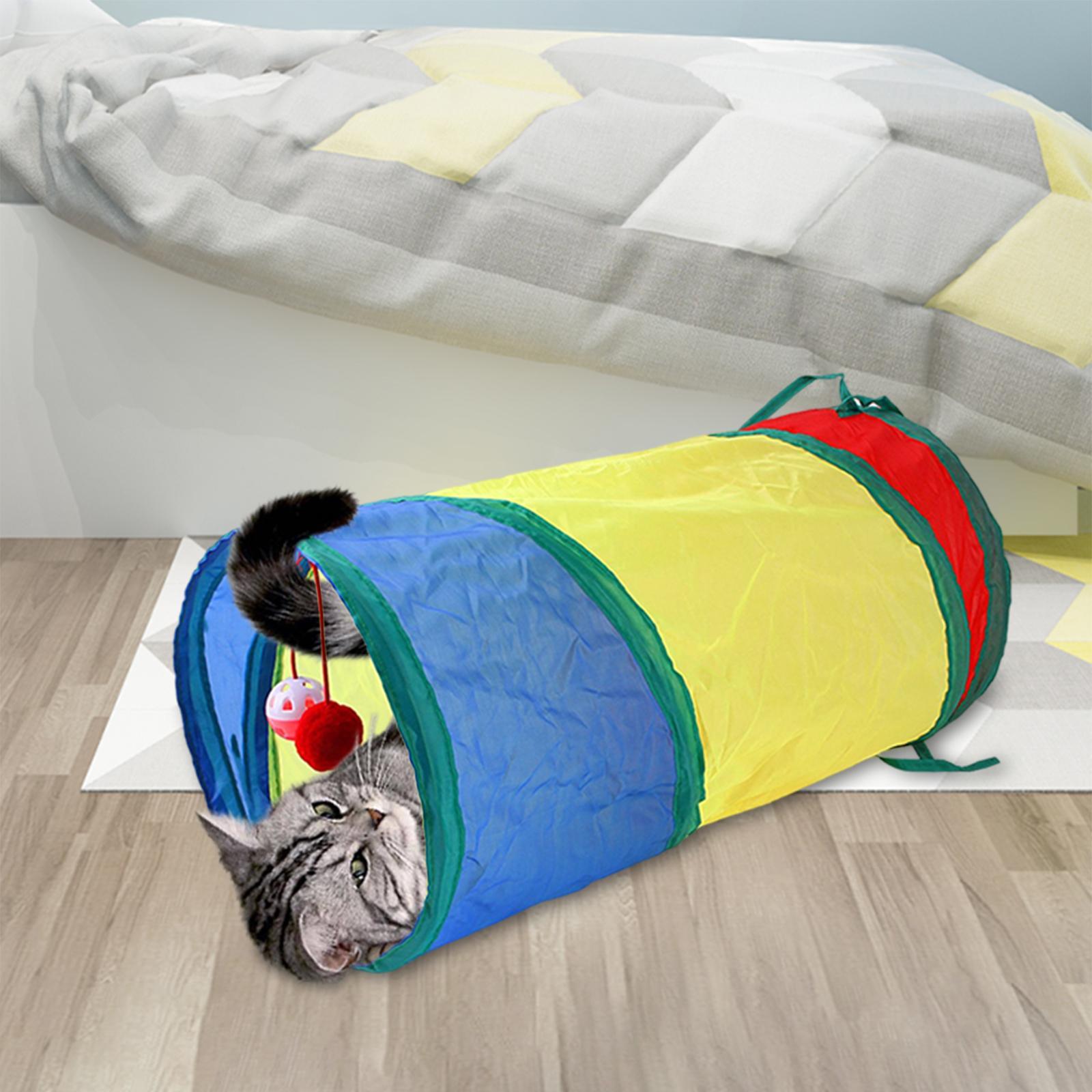 Cat Tunnel Play Tent Folded with Ball Pet Tubes Interactive Toy for Small Animals Kitten Kitty Indoor Cats Puppy