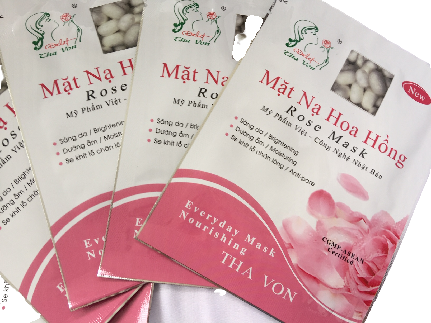 Mặt Nạ Hoa Hồng hộp 5 gói chất liệu lụa