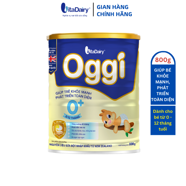 Sữa bột Oggi 0+ 800g giúp bé khỏe mạnh, phát triển toàn diện - VitaDairy