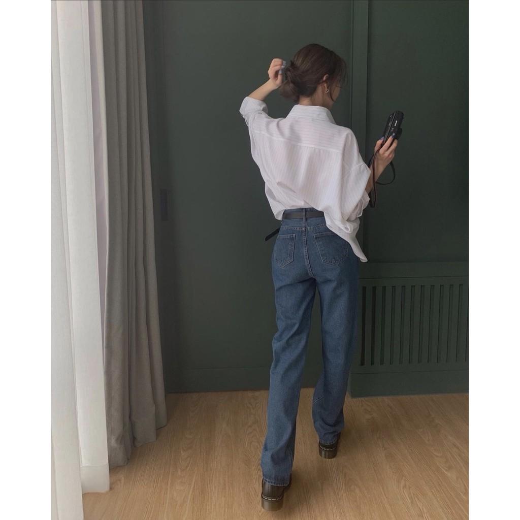 Quần jean ống rộng form hàn lưng cao ullzang
