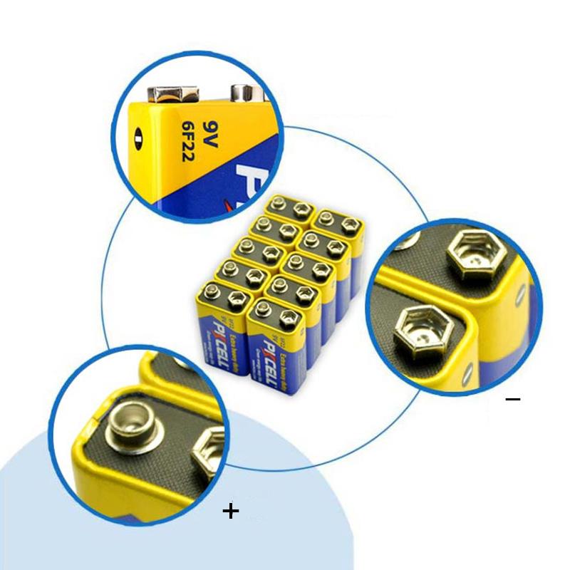20PC PKCELL 9V 6F22 Tương đương với pin CR9V ER9V 6LR61 Pin Carbon Kẽm cực nặng Pin 9 Volt cho Đồ chơi điều khiển từ xa Điện áp danh định: 9V