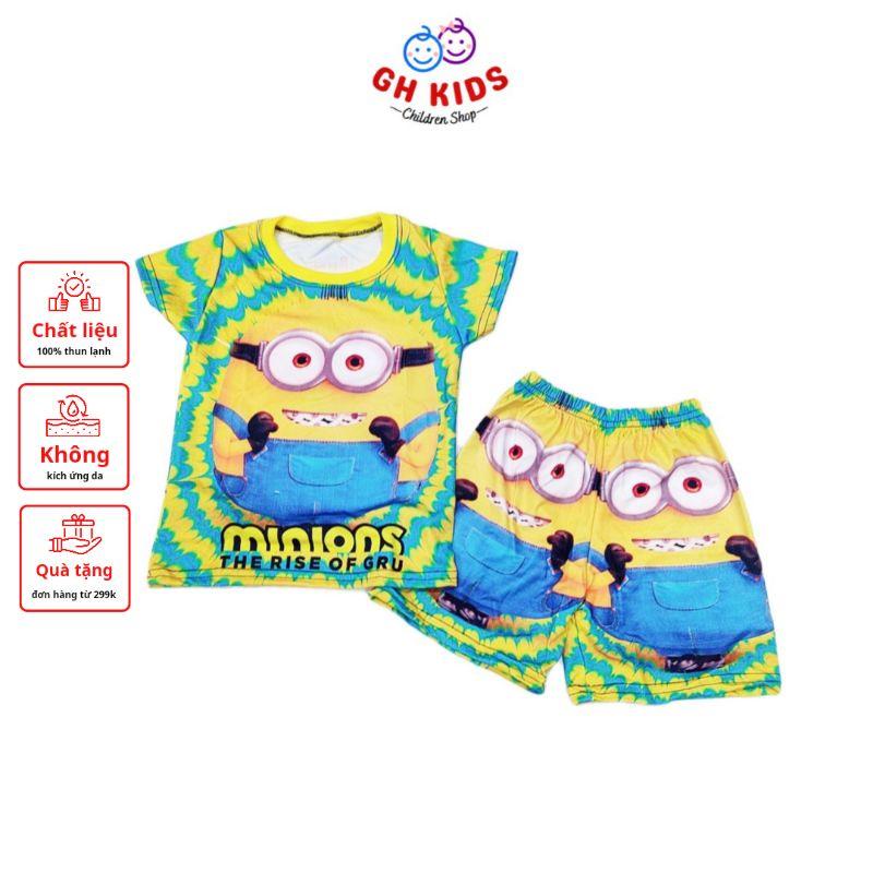 Bộ đồ cho bé họa tiết Minions chất liệu thun lạnh mềm mịn mát in hình 3D được các bé yêu thích SIZE 5-25kg