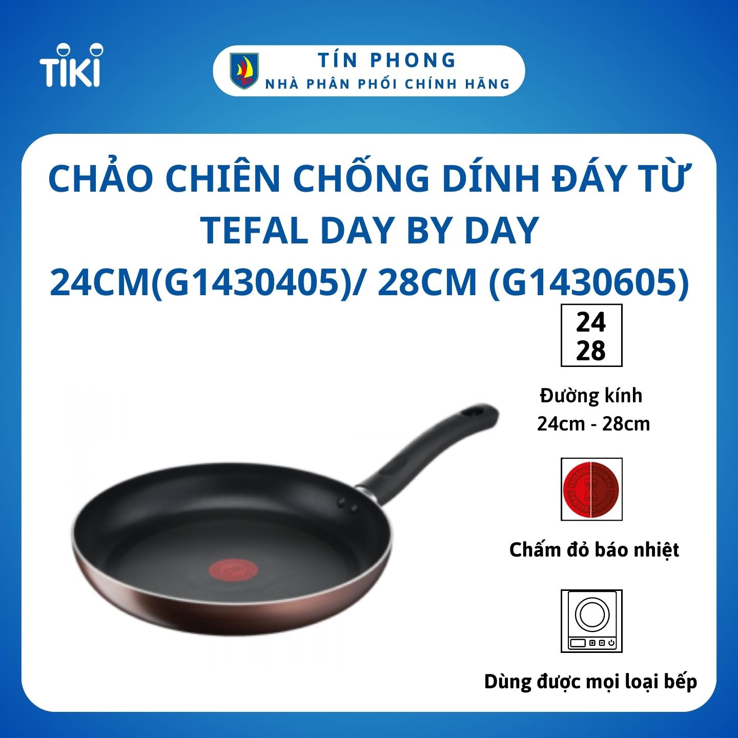 Chảo chiên chống dính đáy từ Tefal Day by Day 24cm/ 28cm , dùng cho mọi loại bếp- Gian hàng chính hãng
