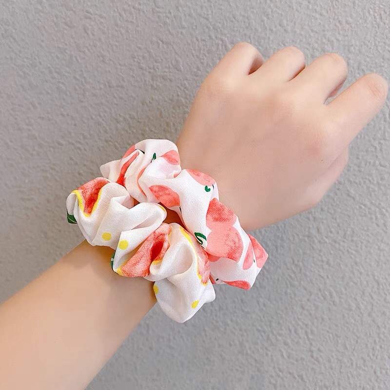 Cột Tóc Vải Scrunchies, Dây Chun Tóc Nữ Scrunchies Họa Tiết Trái Cây Dễ Thương SC13