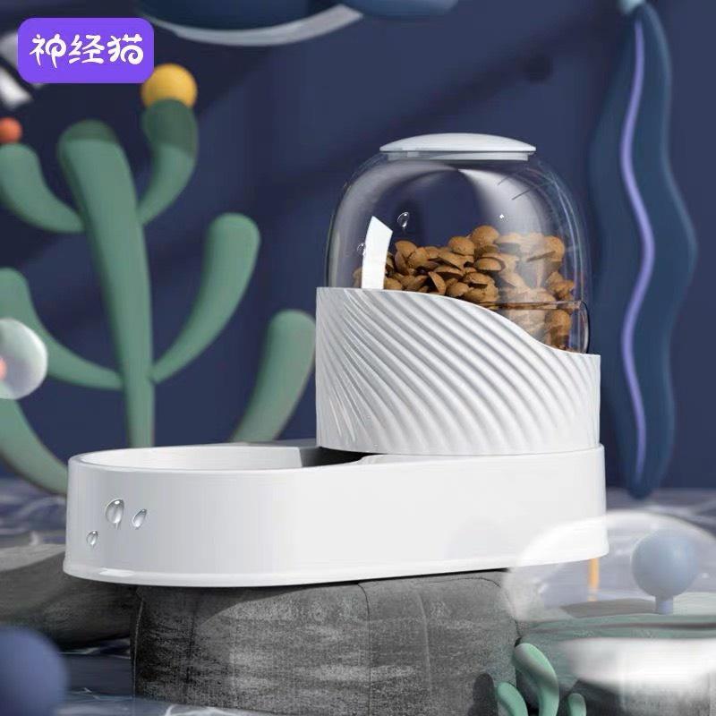 Bộ bát ăn, bình đựng nước cho chó mèo tự động chảy, đảm bảo nước luôn sạch sẽ và đầy đủ thức ăn