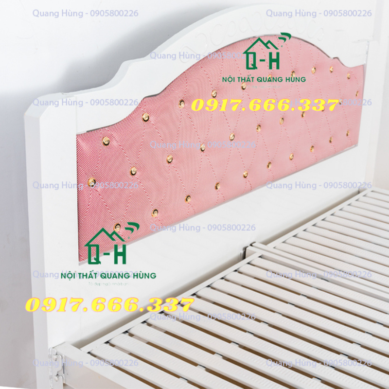 Giường sắt 1m8 có nệm bọc 2 đầu cao cấp