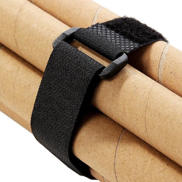 20pcs Black Self Adhesive Nylon Cable Ties with Wire Cord Strap Reusable Hook Loop