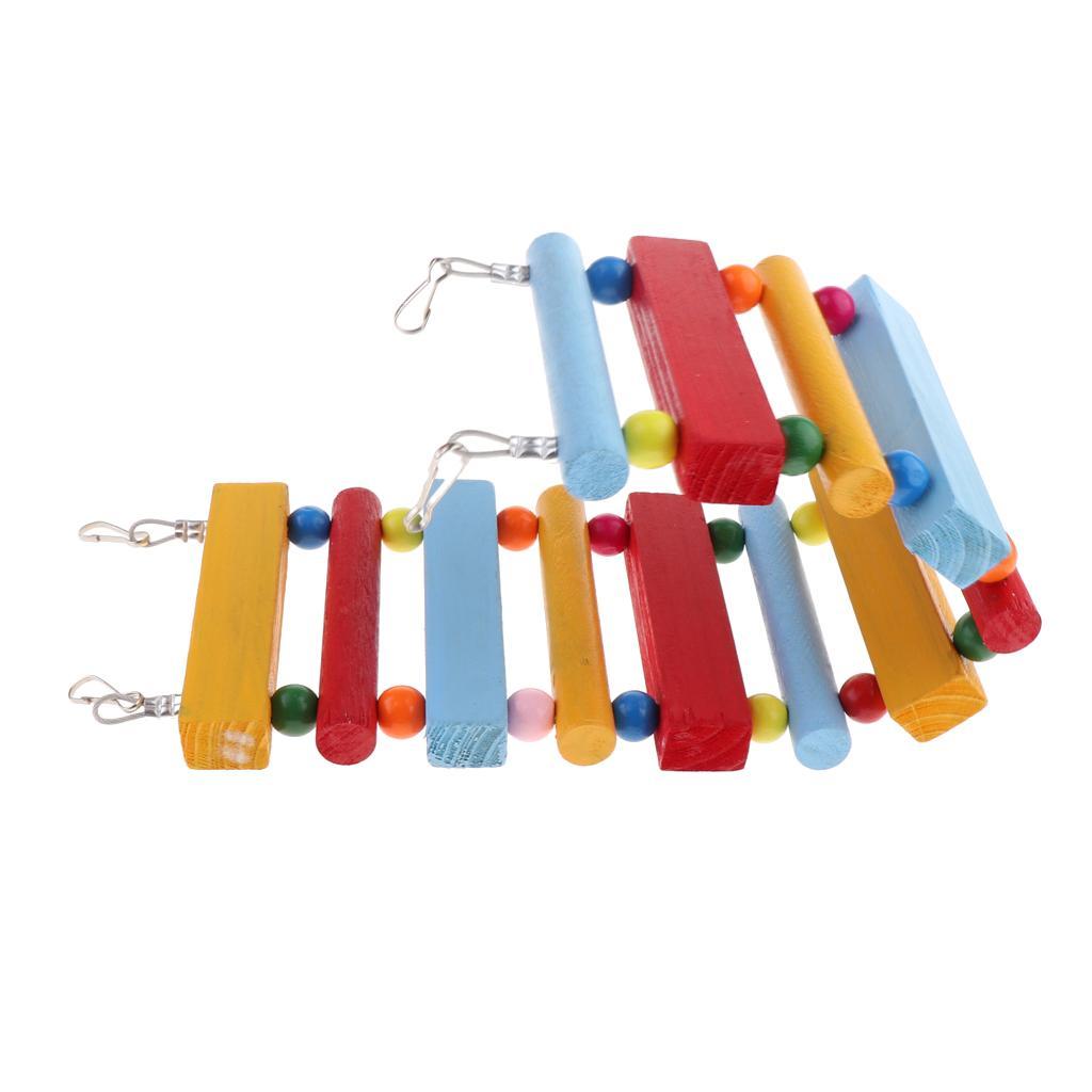 Bird Toys Wood Bird Ladder Step Parrot Ladder Swing Training Bridge Colorful