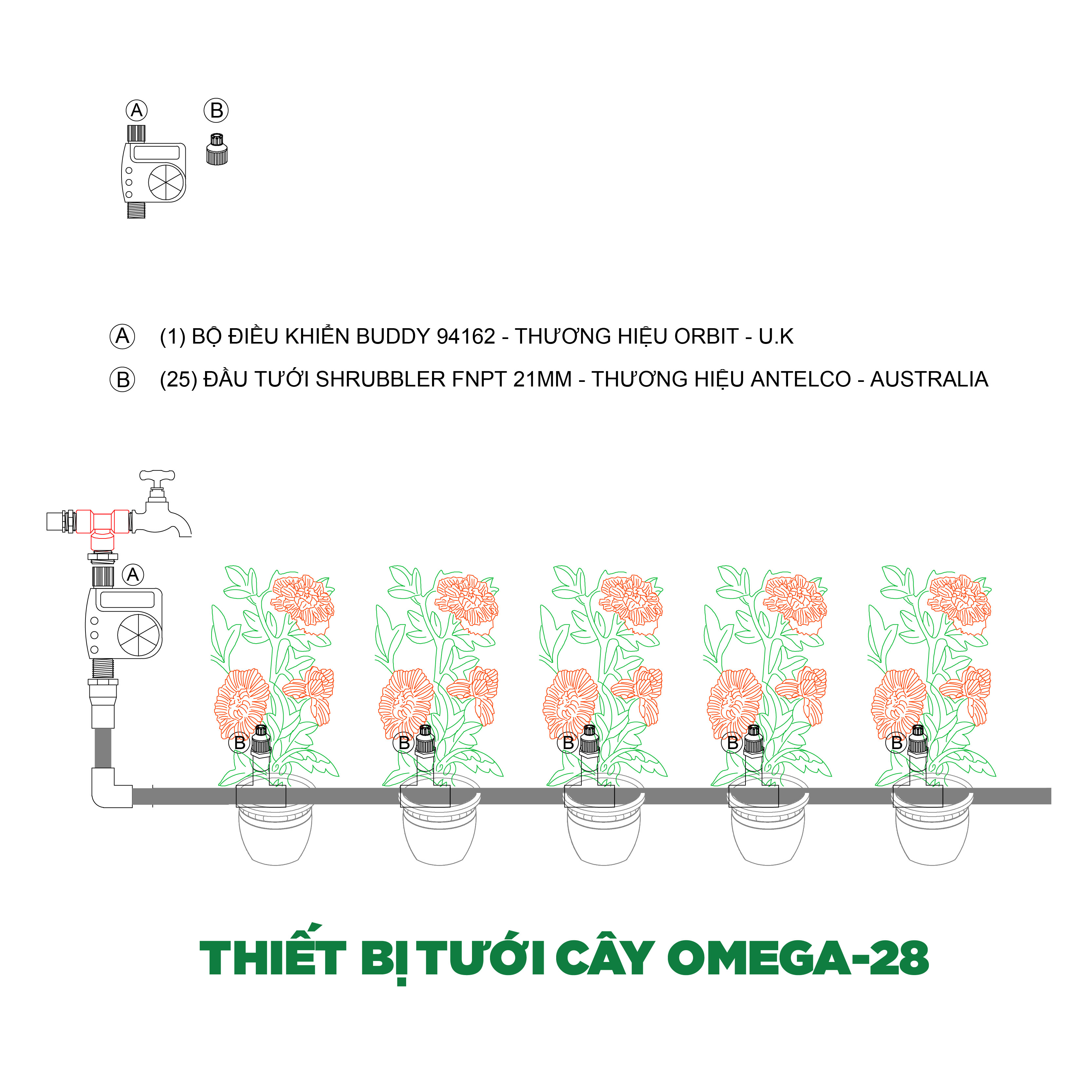 Tưới cây tự động OMEGA-28