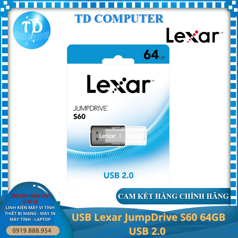 USB Lexar JumpDrive S60 64GB USB 2.0 - Hàng chính hãng Digiworld phân phối
